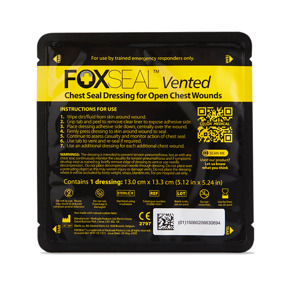 Xpozed - Första Hjälpen - Trauma - Celox Medical - Foxseal Vented Chest Seal